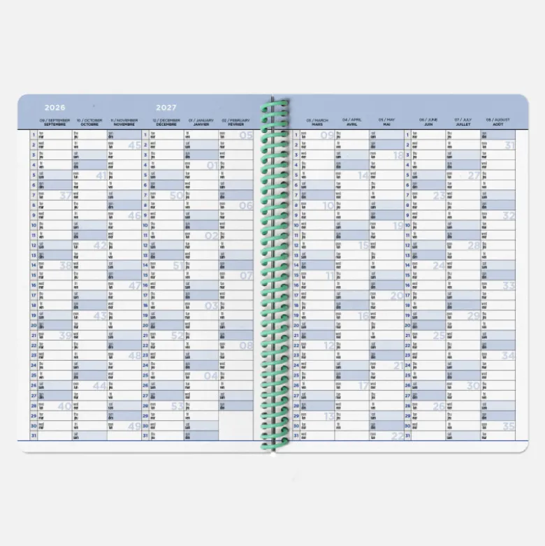 Agenda A5 2026-2027 - Tissu Corail