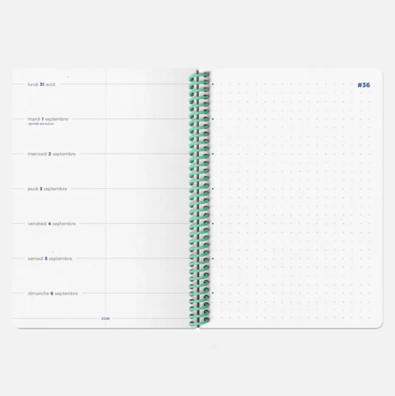 Agenda A5 2026-2027 - Tissu Corail