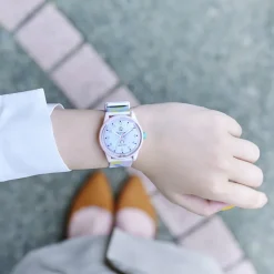Montre et carnet - Tissé Rose