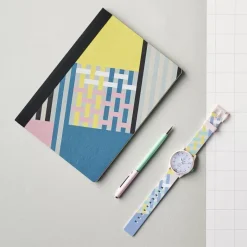 Montre et carnet - Tissé Rose