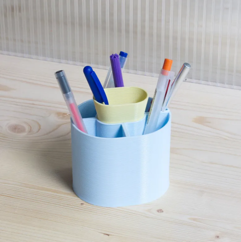 Pot à crayons - Bleu et jaune