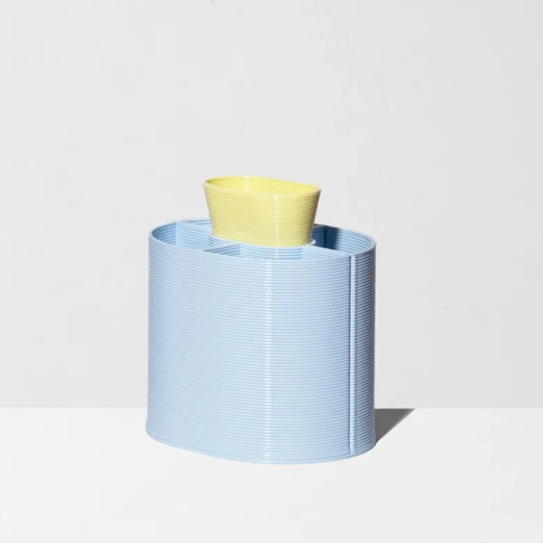 Pot à crayons - Bleu et jaune