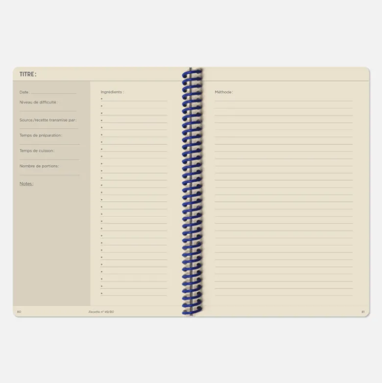 Set de carnet de recettes tissu - Corail