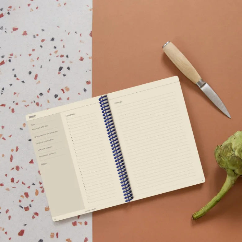 Set de carnet de recettes tissu - Corail