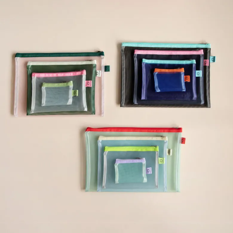 Set de 4 Pochettes Mesh - Aqua