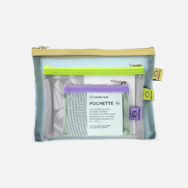 Set de 3 Pochettes Mesh - Jaune